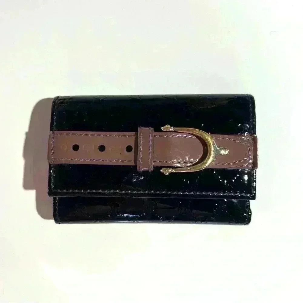 Gucci microssima key case patent leather